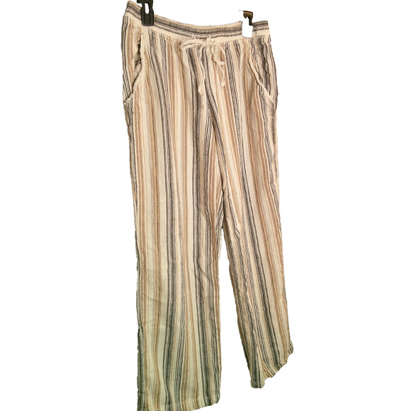 Maurice's Linen Blend Striped Wide Leg Beachy Pants Women's Medium - Picture 2 of 8